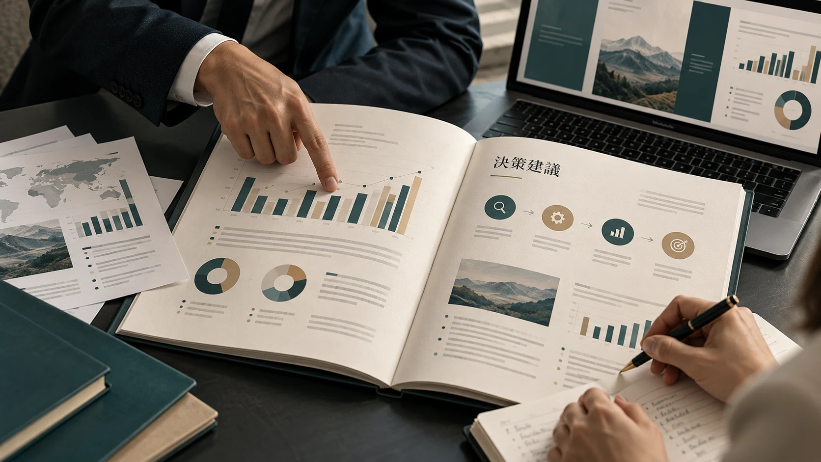 顧問服務業｜研究報告與決策簡報，匿名概念示意